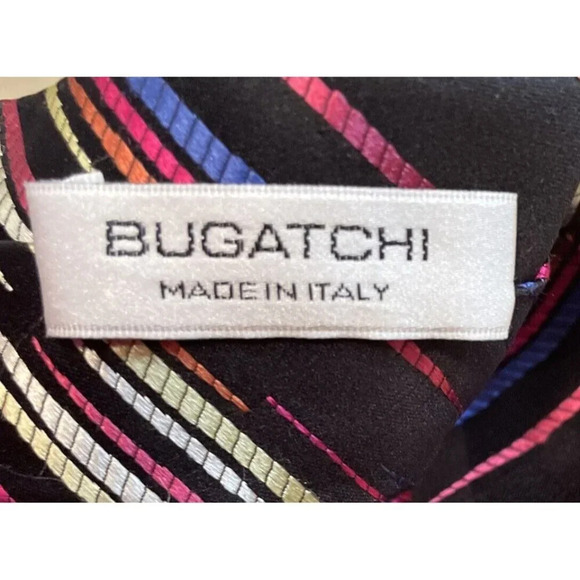 Bugatchi Italy Mens Silk Tie Black Colorful Polka Dots Business Wedding‎ Party - Picture 4 of 6